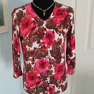 Talbots Charming Cardigan Autumn Roses